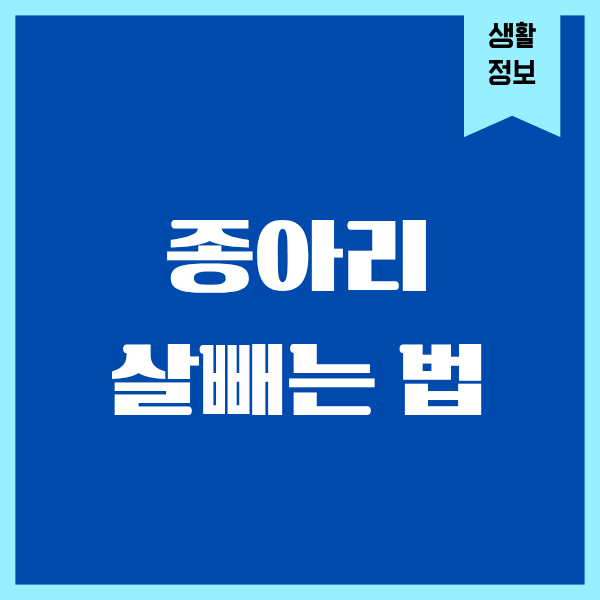 종아리 살빼는 법, 직접 해본 솔직한 후기
