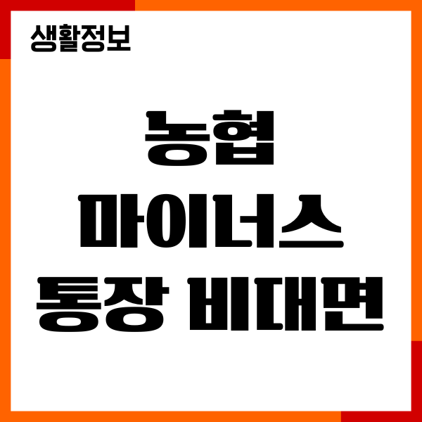 농협 마이너스통장 비대면 개설, 한도조회, 필요서류
